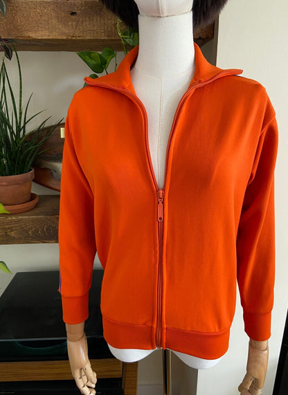 Vintage 1970s Orange Blue Stripe Track Top