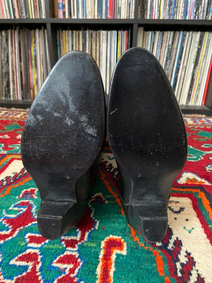 Vintage 1980s Black Knee High Boots UK 7.5