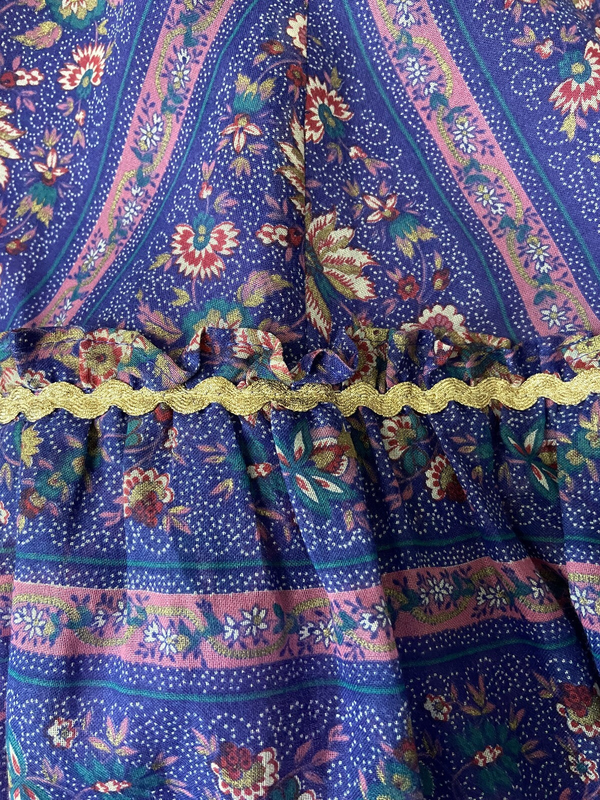 Vintage 1970s Purple Print Maxi Prairie Skirt