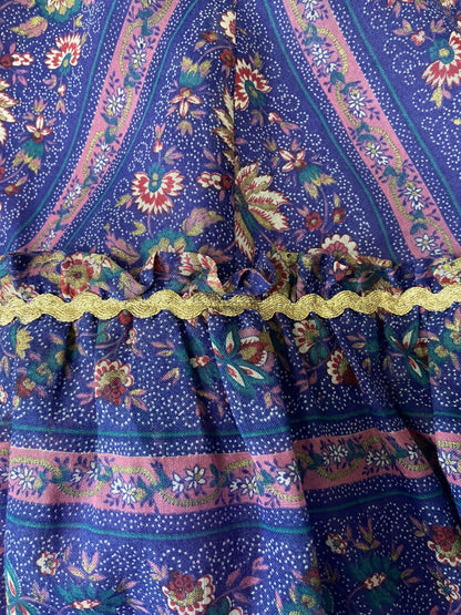 Vintage 1970s Purple Print Maxi Prairie Skirt