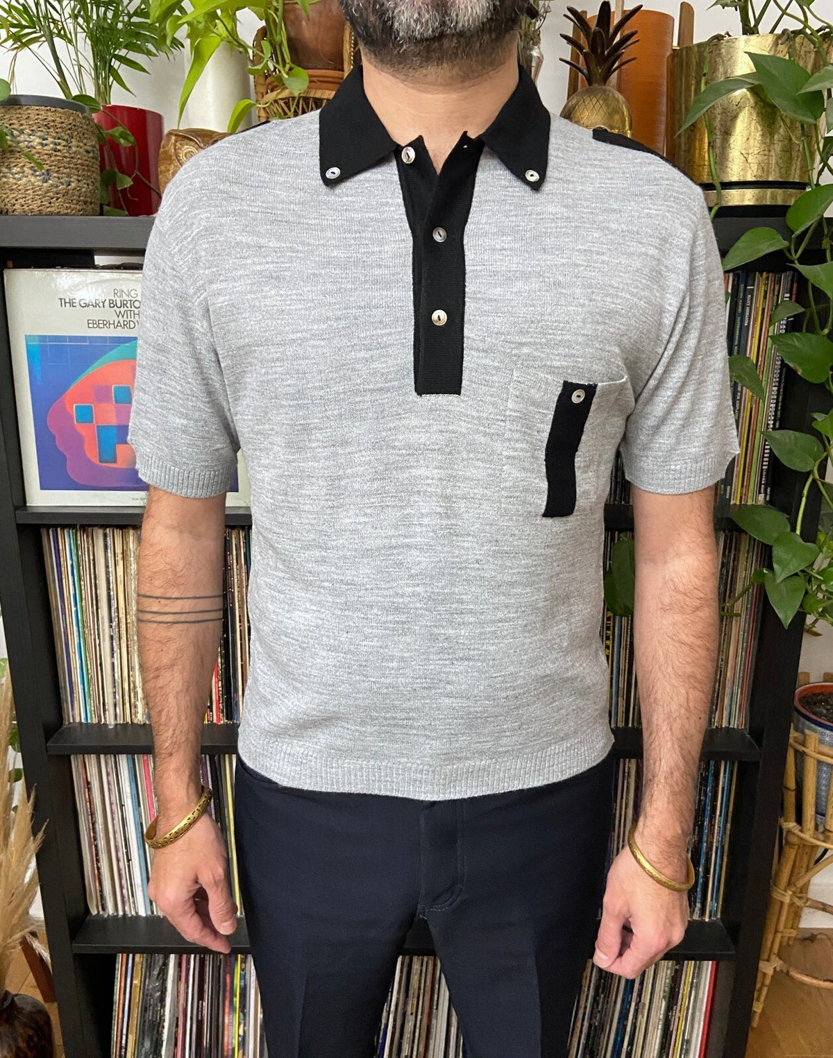 Vintage 1970s Deadstock Italian Knit Polo Top