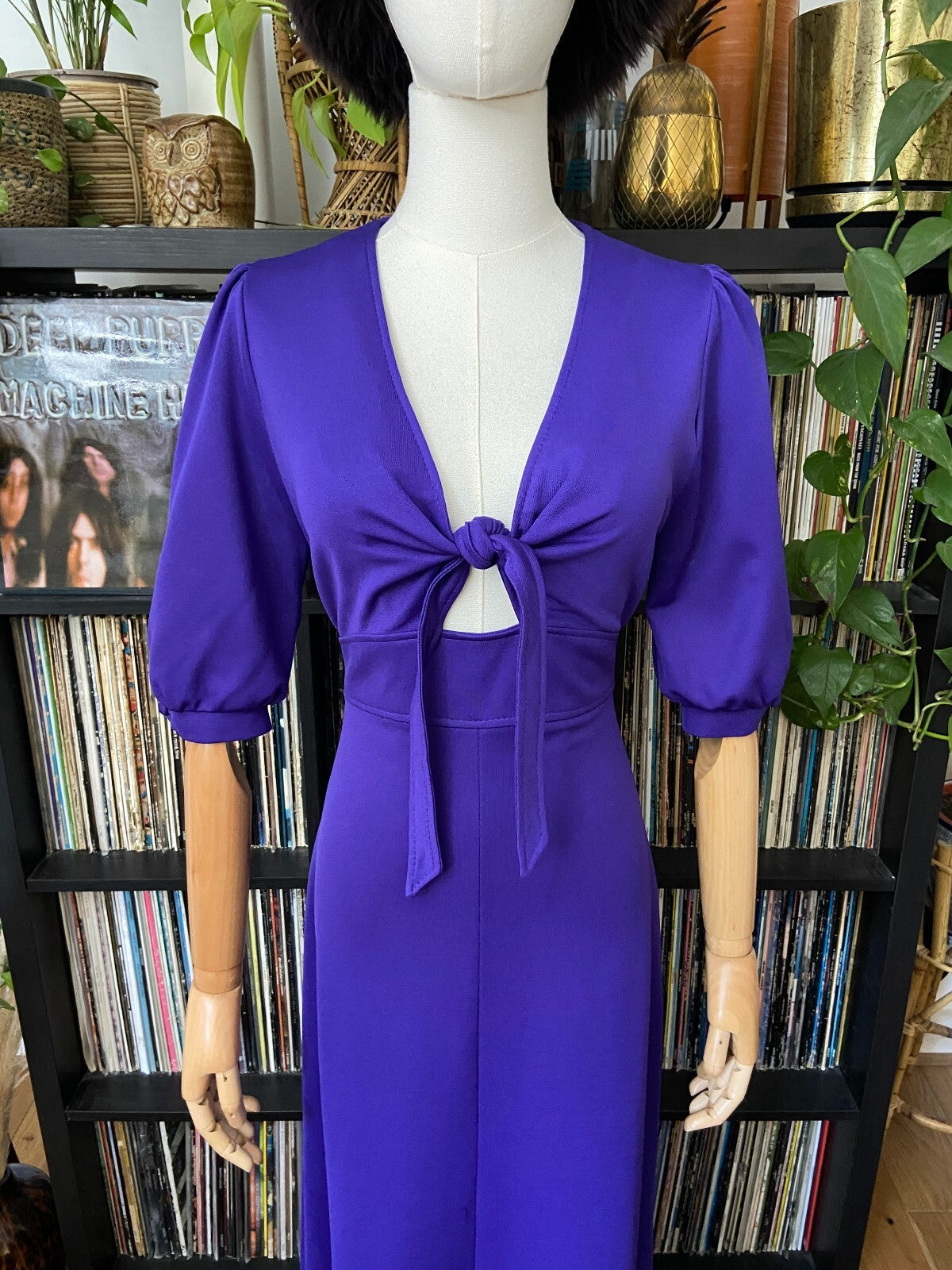 Vintage 1970s Purple Cutout Maxi Dress