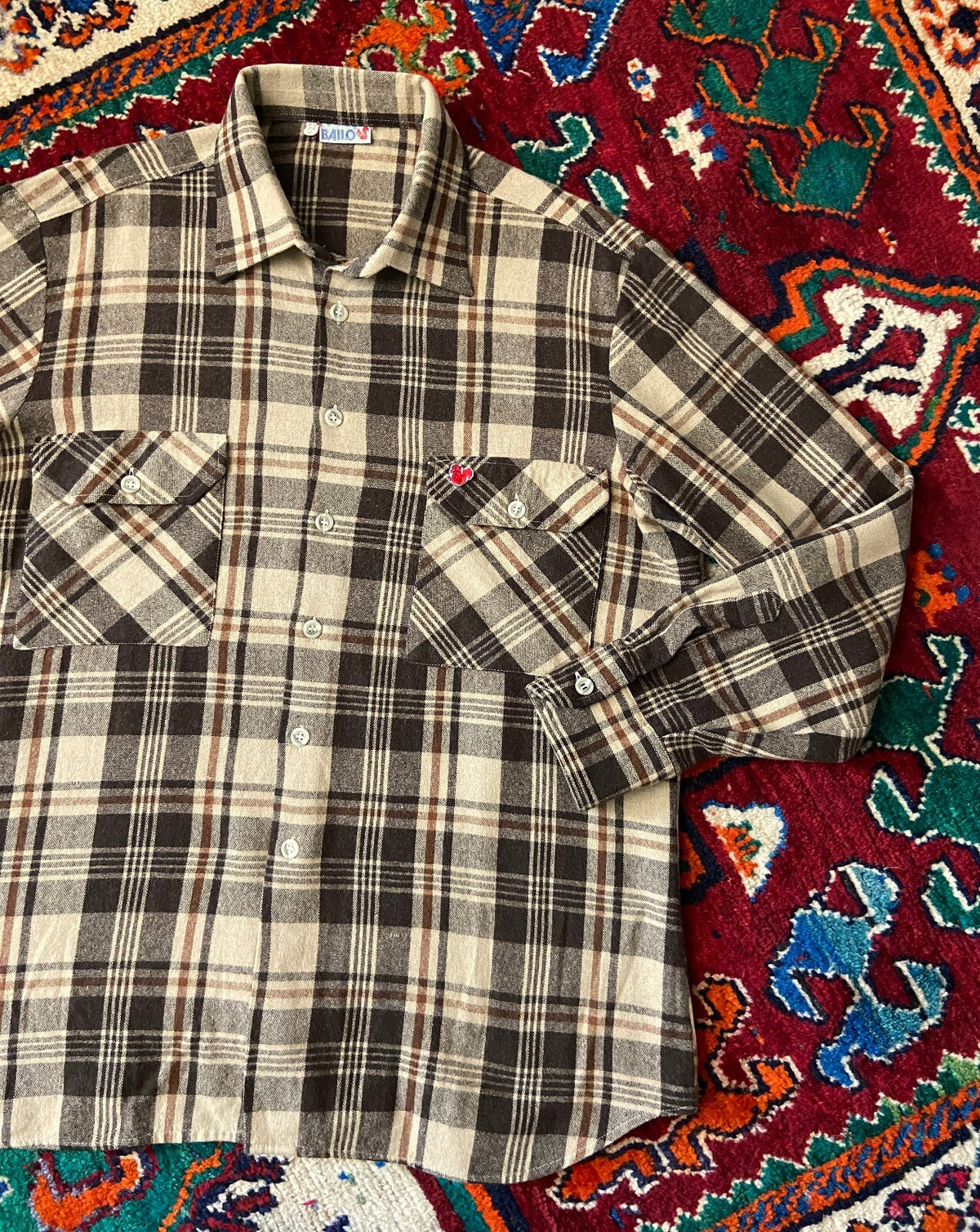 Vintage 1980s Italian Brown Plaid Shirt
