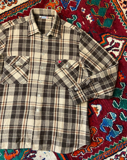 Vintage 1980s Italian Brown Plaid Shirt