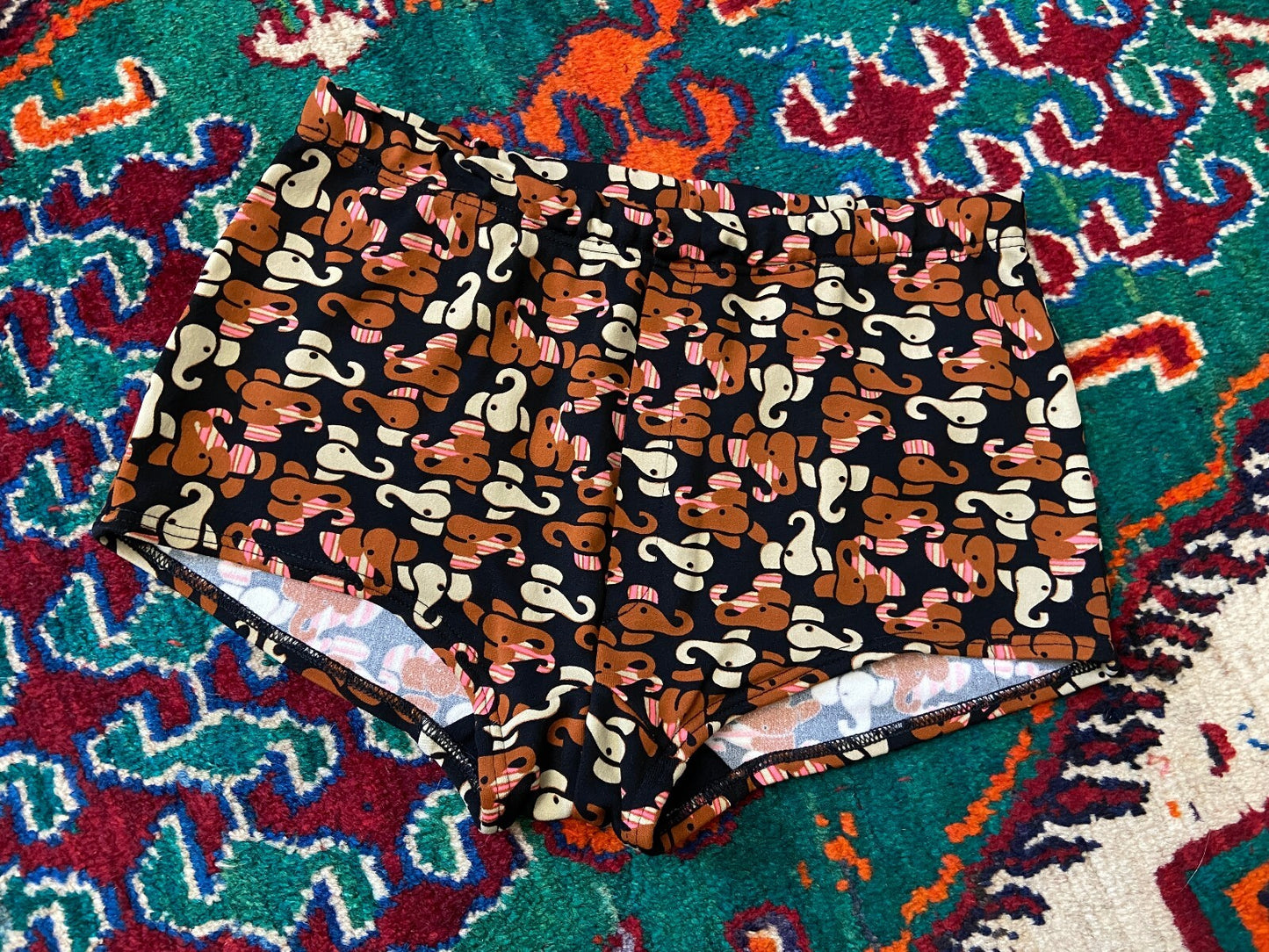 Vintage 1970s Elephant Print Swim Shorts