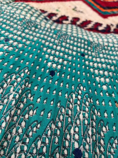 Vintage 1970s Green Tulip Print Pleated Skirt