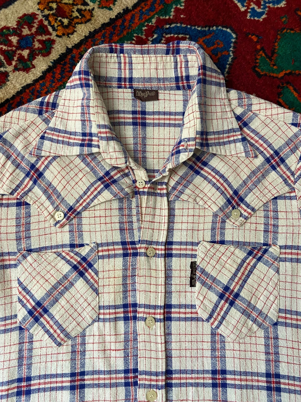 Vintage 1970s Dagger Collar Linen Western Shirt