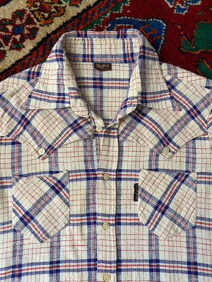 Vintage 1970s Dagger Collar Linen Western Shirt