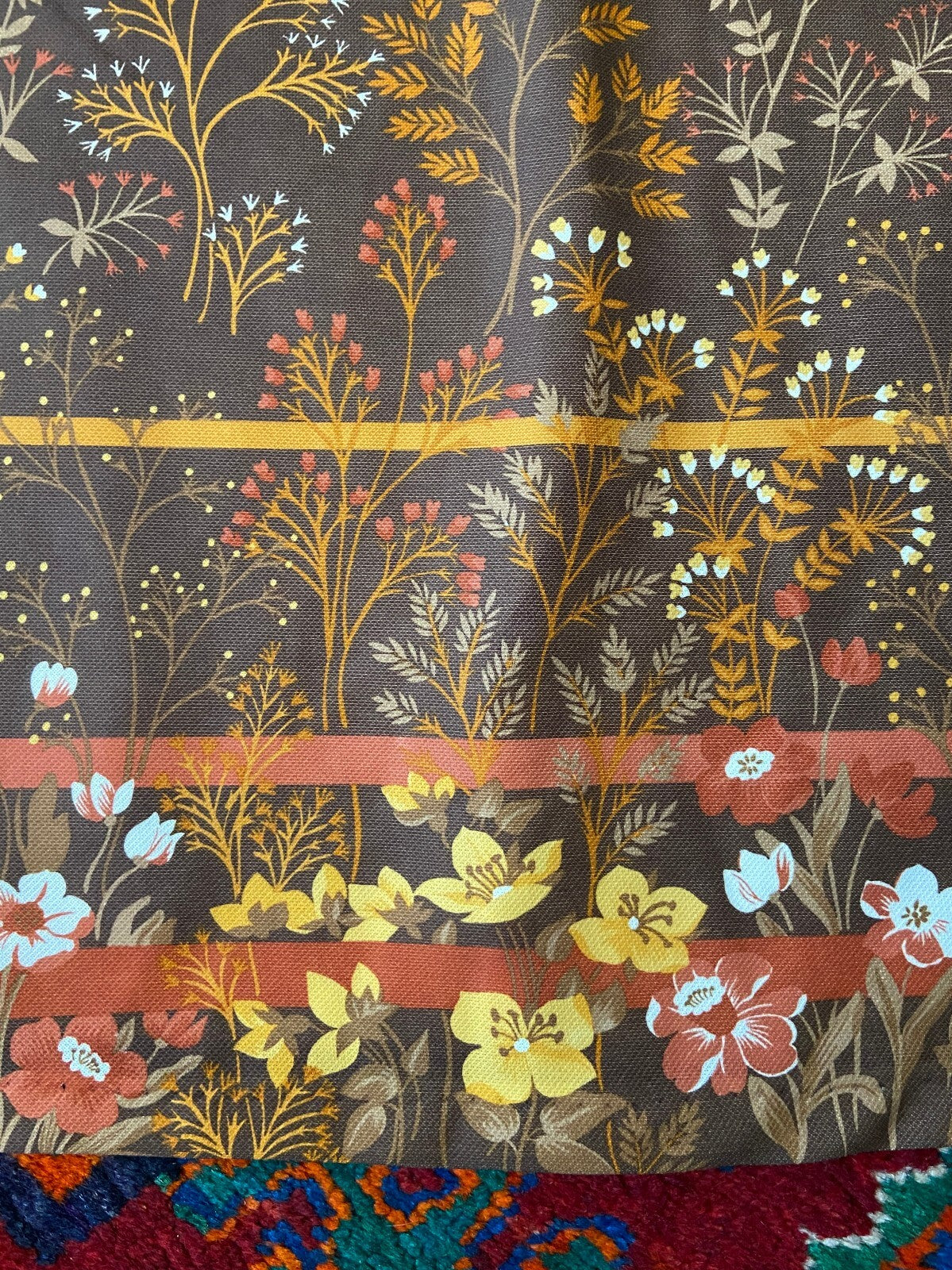 Vintage 1970s Brown Floral Maxi Skirt