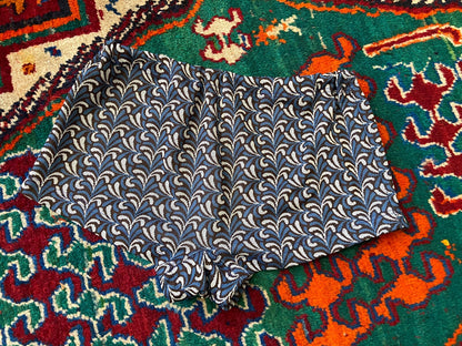 Vintage 1970s Blue & Brown Patterned Swim Shorts