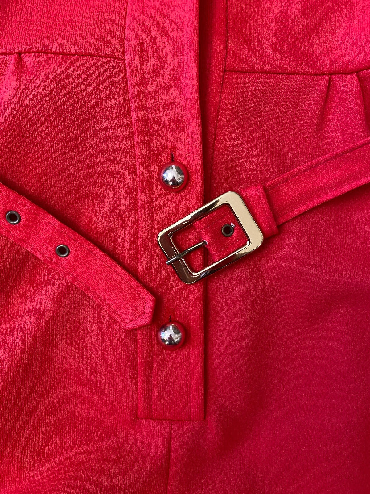 Vintage 1970s Red Utility Shirt Dress