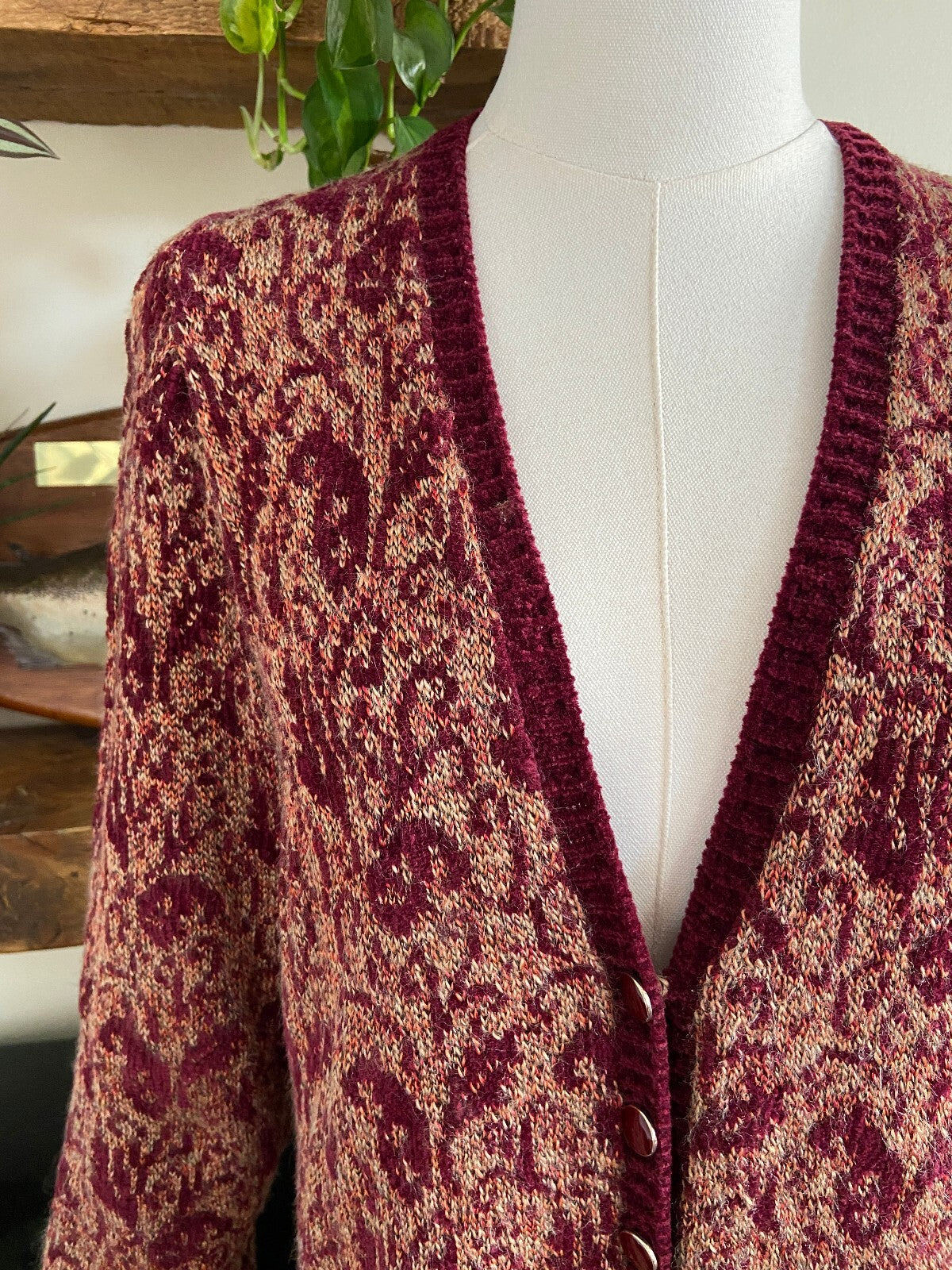 Vintage 1960s Purple Chenille Cardigan