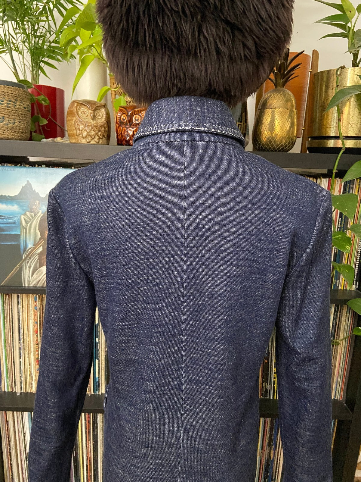 Vintage 1970s Denim Look Button Down Dress