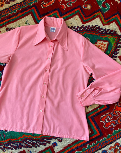 Vintage 1970s Pink Beagle Collar Shirt