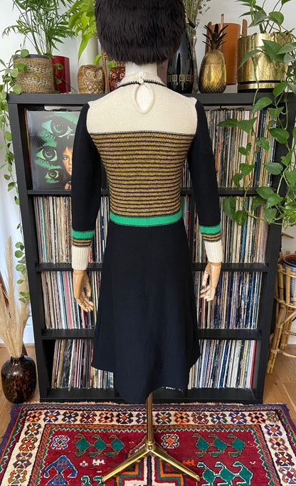 Vintage 1970s Ribbed Knit Sweater Dress