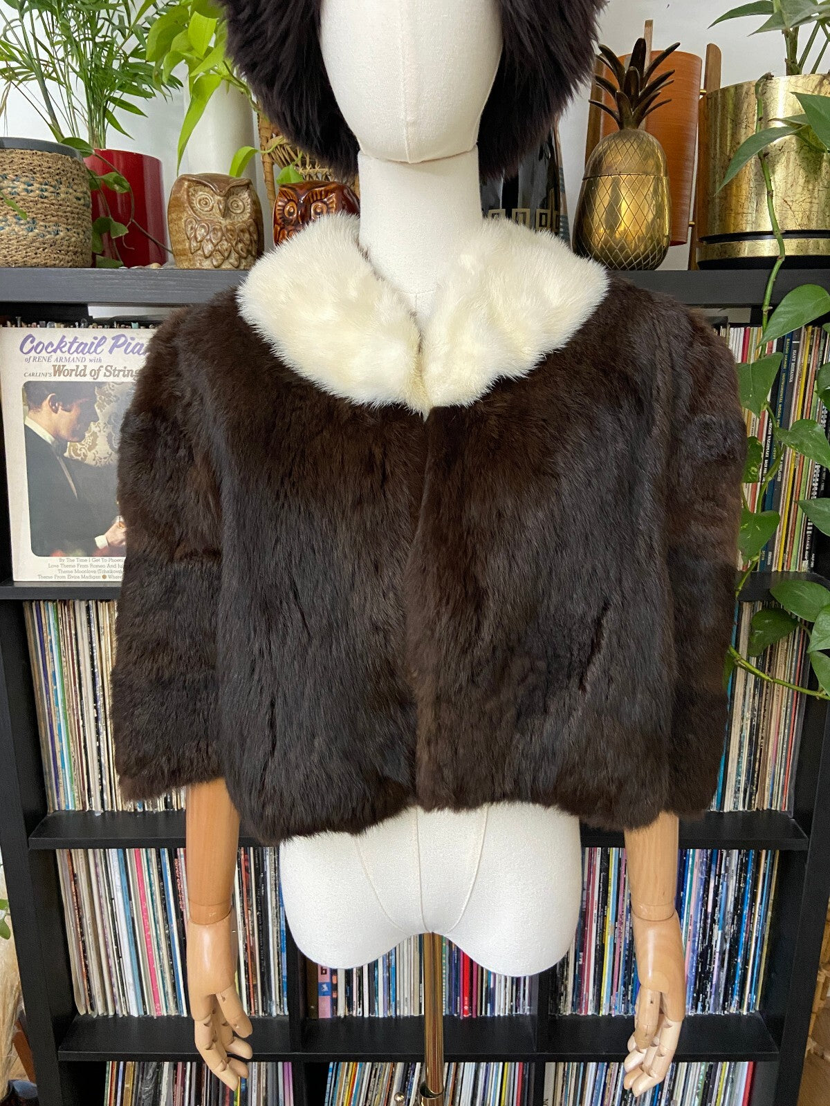 Vintage 1950s Brown & Cream Fur Cape