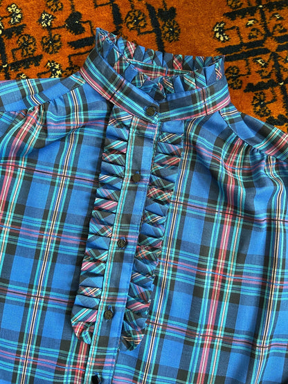 Vintage 1980s Blue Check Prairie Shirt