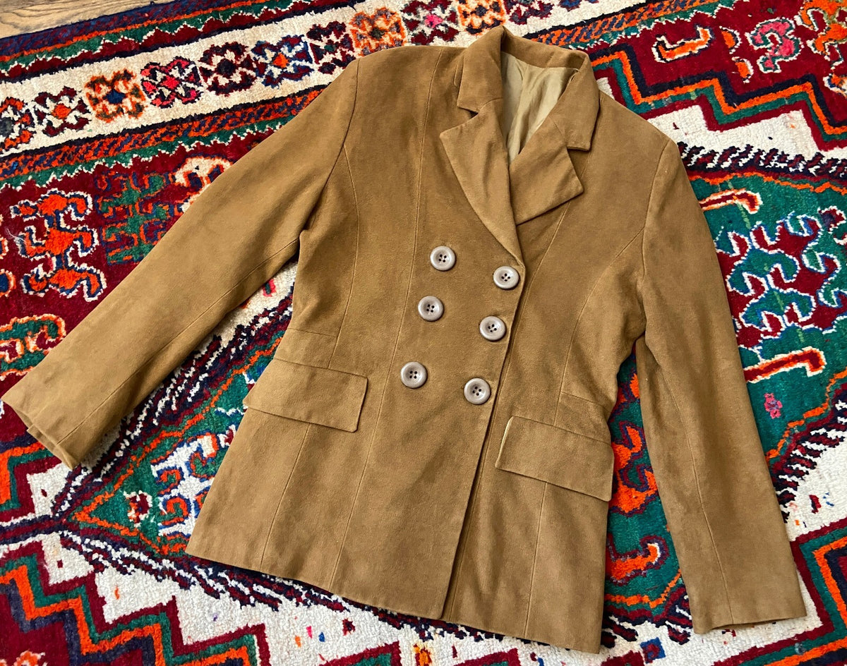 Vintage 1980s Soft Tan Double Breasted Jacket