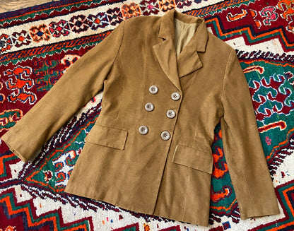 Vintage 1980s Soft Tan Double Breasted Jacket