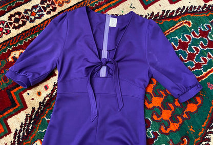 Vintage 1970s Purple Cutout Maxi Dress