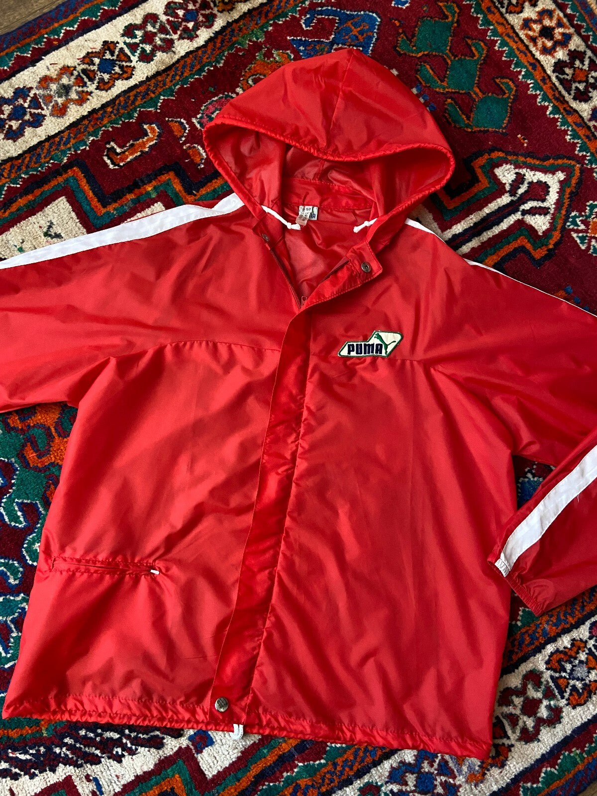 Vintage 1970s Red Puma Hooded Windbreaker