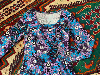 Vintage Y2K Square Neck Flower Power Dress