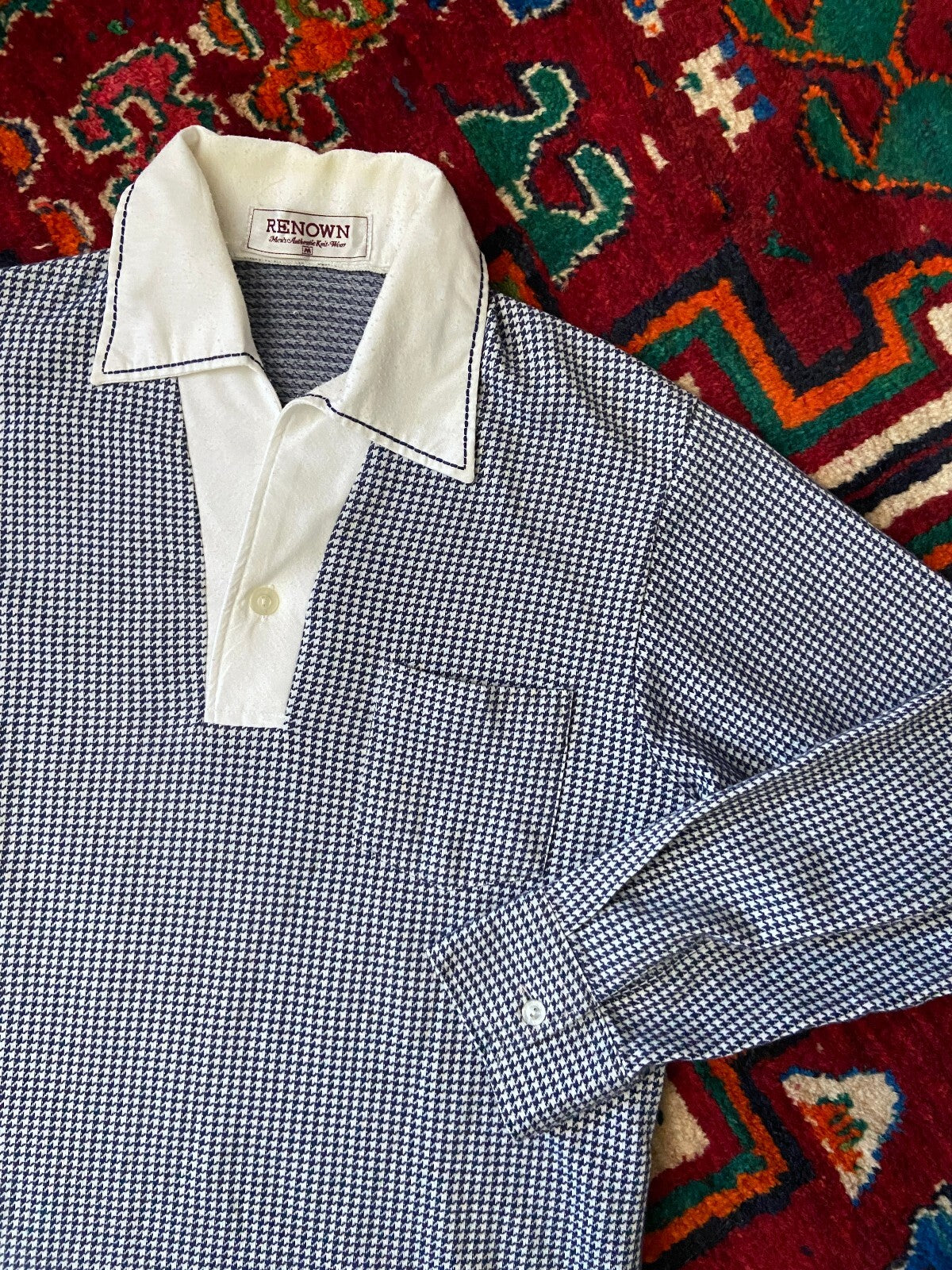 Vintage 1970s Japanese Houndstooth Jersey Top