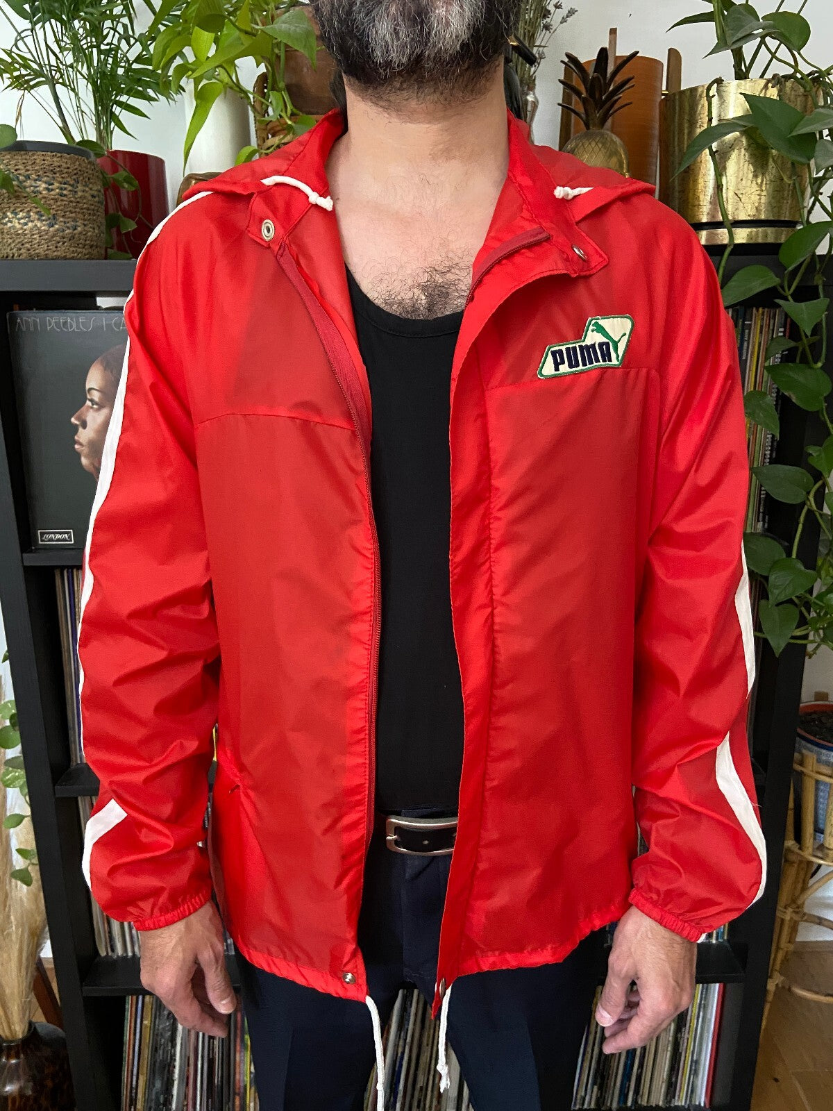Vintage 1970s Red Puma Hooded Windbreaker