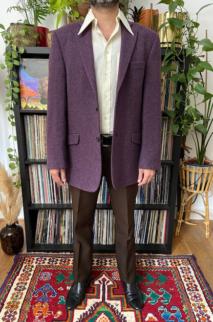 Vintage 90s Aubergine Wool Blazer Jacket