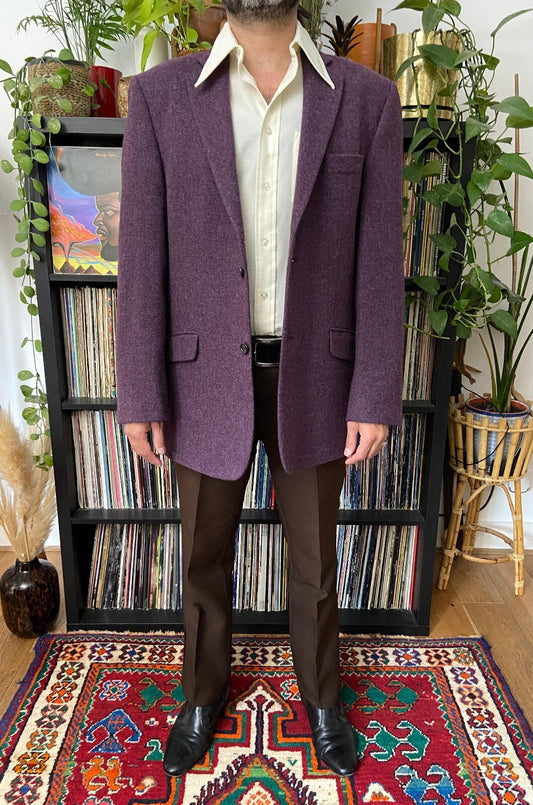 Vintage 90s Aubergine Wool Blazer Jacket