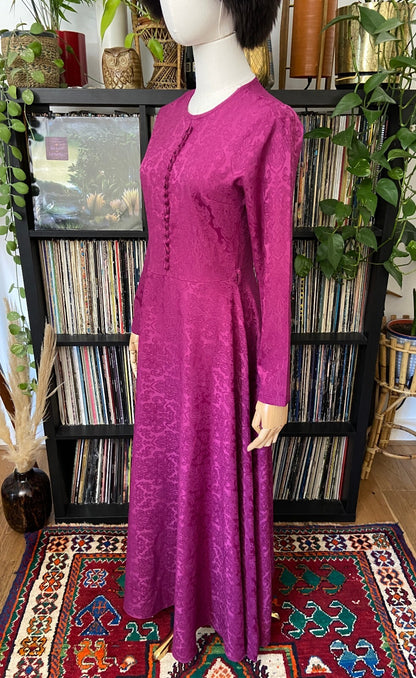 Vintage Magenta Jacquard Maxi Dress