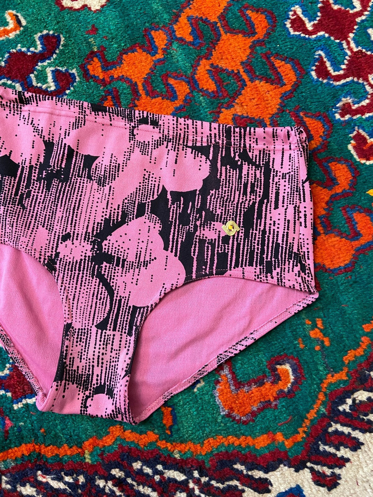 Vintage 1970s Pink & Black Swim Shorts