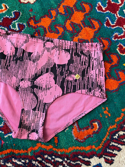 Vintage 1970s Pink & Black Swim Shorts