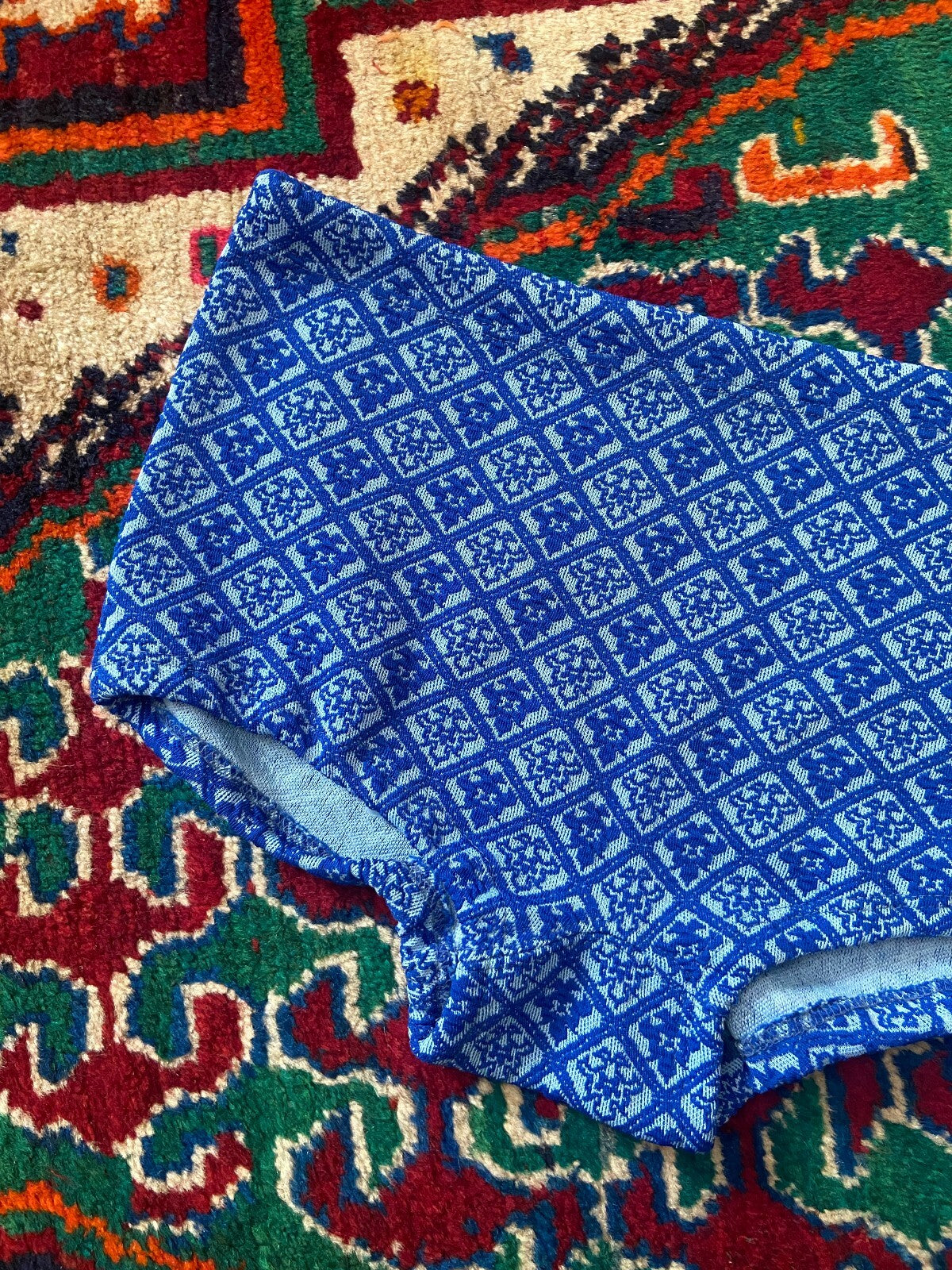 Vintage 1970s Blue Textured Swim Shorts