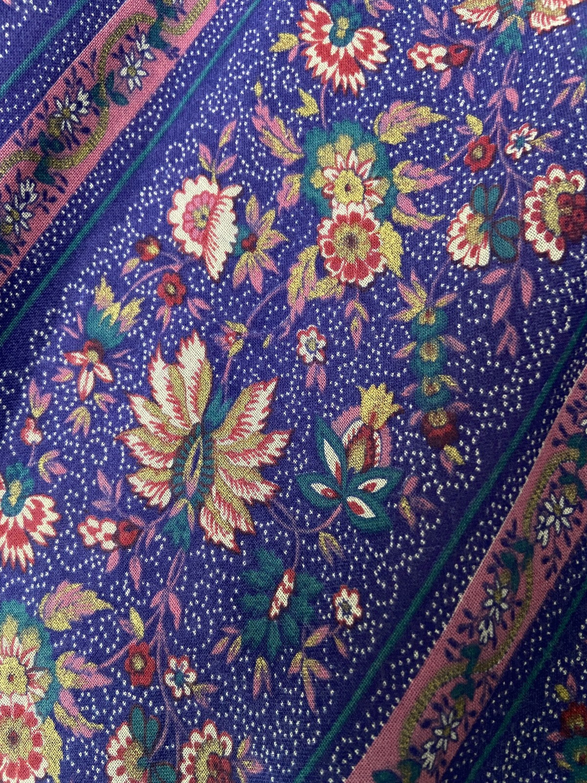 Vintage 1970s Purple Print Maxi Prairie Skirt