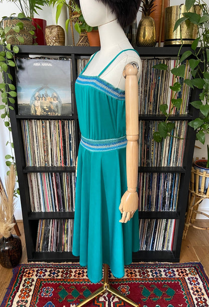 Vintage 1970s Green Strappy Disco Dress