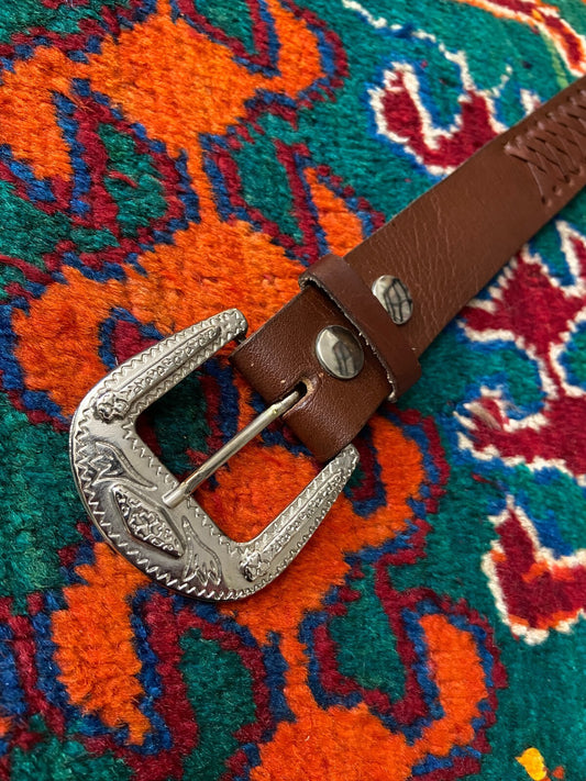 Vintage Western Buckle Embossed Eagle Belt