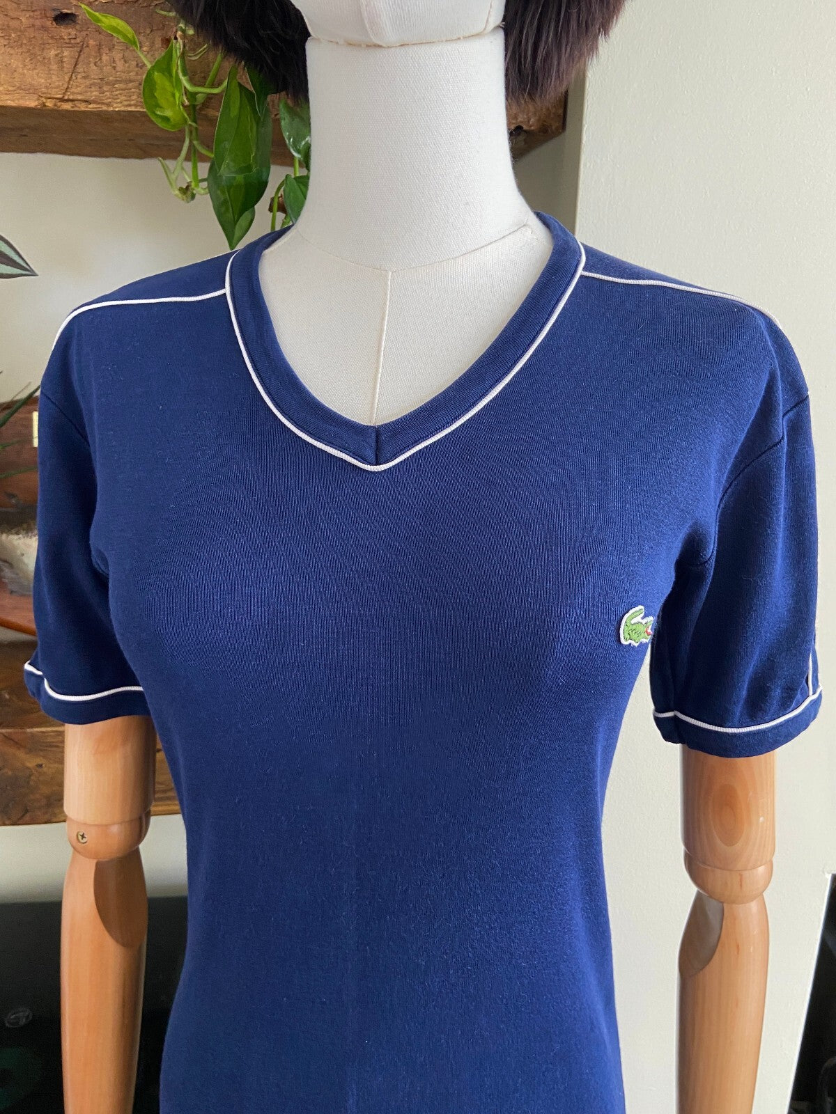 Vintage 1970s Navy V-Neck Lacoste T-Shirt