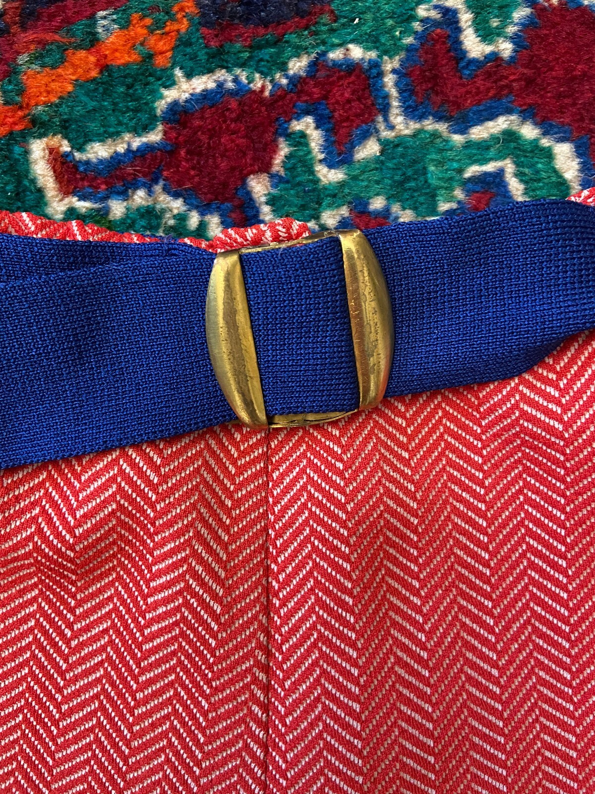 Vintage 1970s Red Chevron Belted Swim Shorts