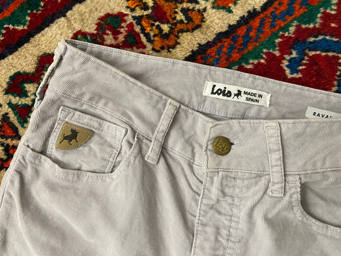 Lois Lilac Corduroy Flared Trousers W26