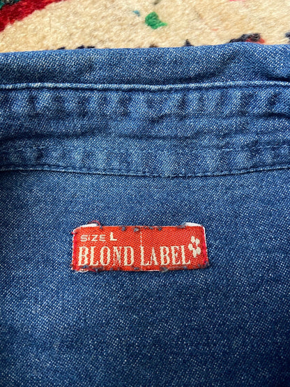 Vintage 90s Blue Denim Western Shirt