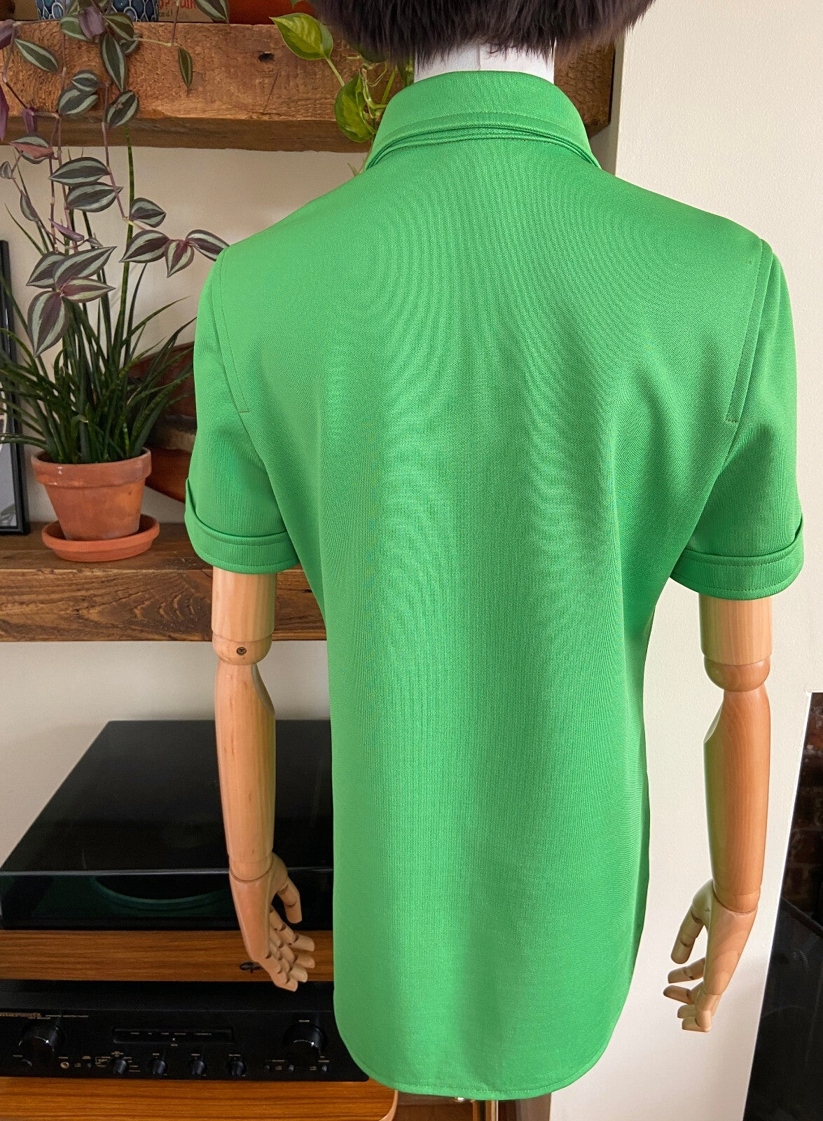 Vintage 1970s Bright Green Dagger Collar Shirt