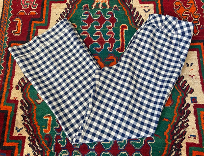Vintage 1970s Navy & White Check Bellbottom Trousers W32