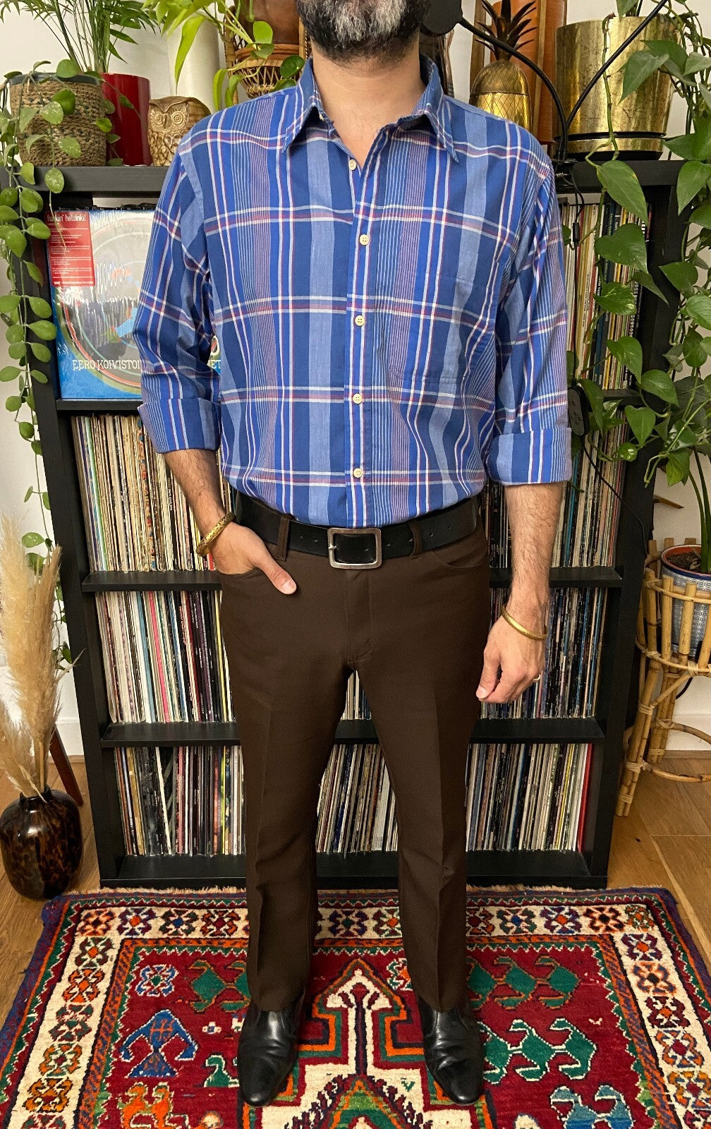 Vintage 1970s Blue Checked Shirt