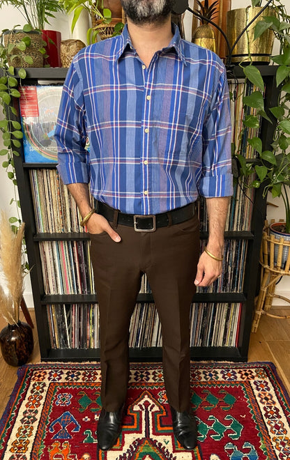 Vintage 1970s Blue Checked Shirt