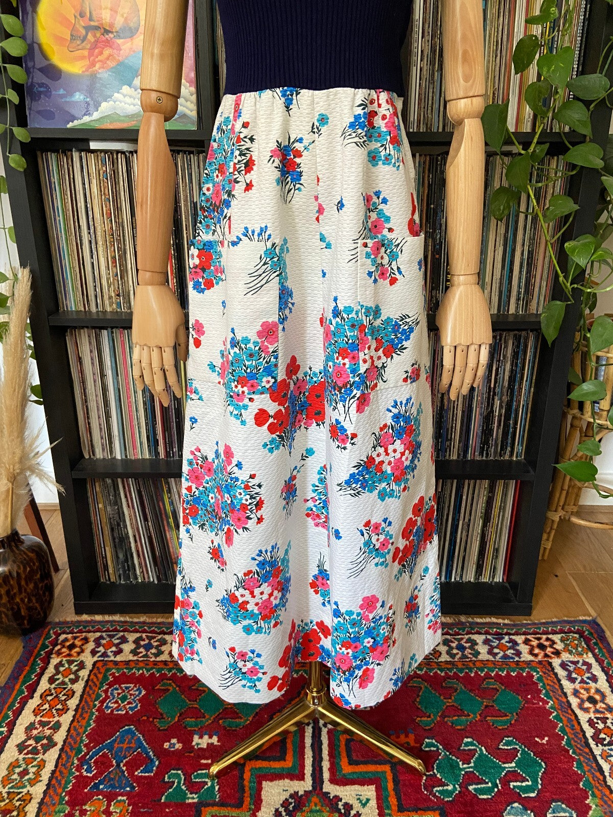 Vintage 1970s Strappy Floral Maxi Dress