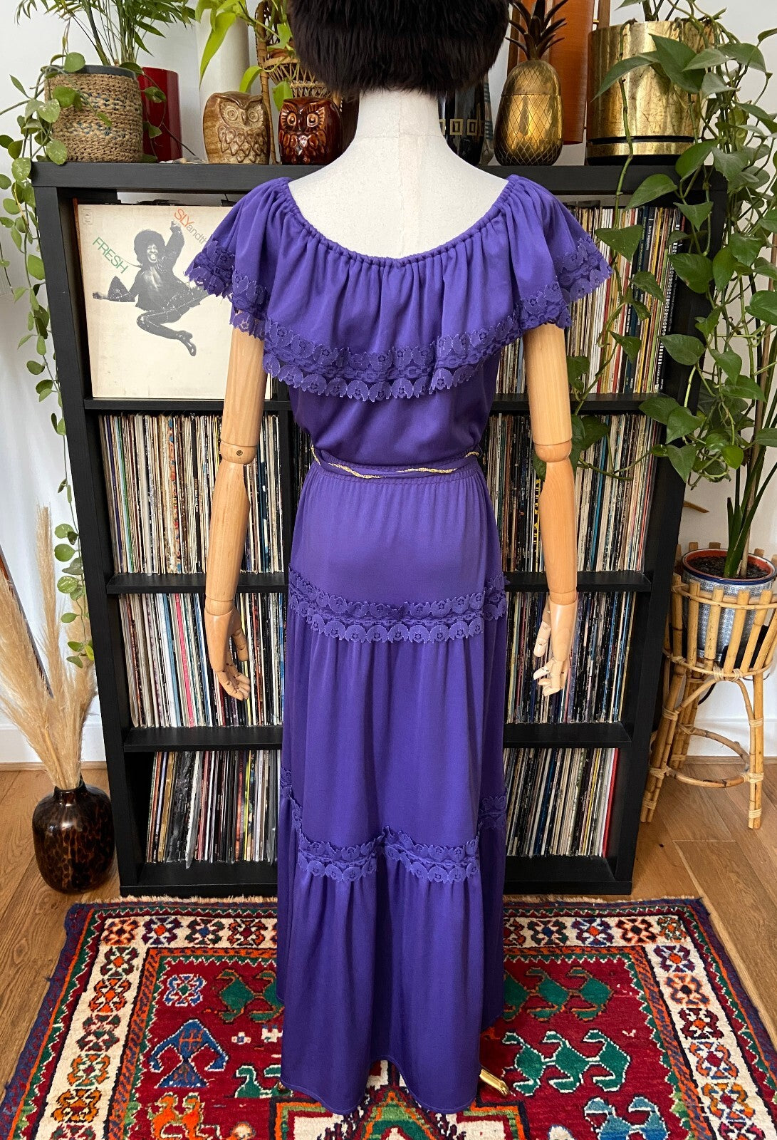 Vintage 1980s C&A Purple Prairie Maxi Dress