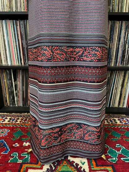 Vintage 1970s Red & Black Folk Maxi Skirt