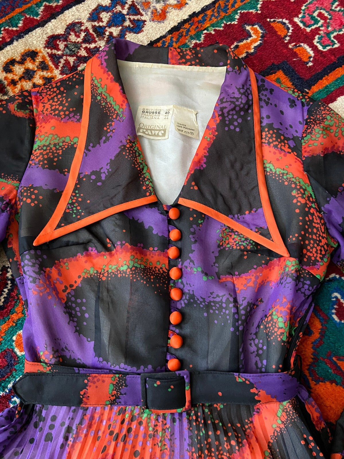 Vintage 1970s Dagger Collar Mini Dress