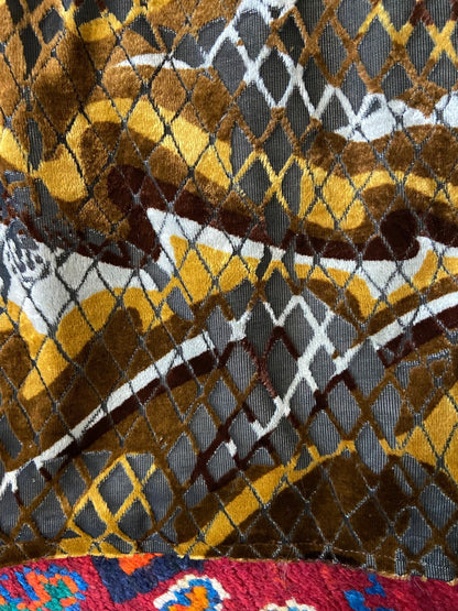 Vintage 1970s Brown & Mustard Velvet Sequin Trim Dress